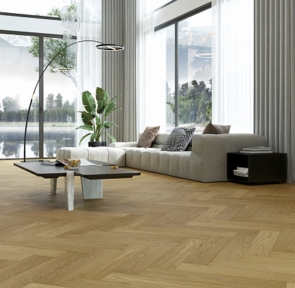 Фото - Кварцевый паркет Quartz Parquet Английская ёлка Дуб Медовый Раф